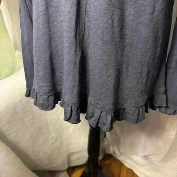 NWT Altar’d State Size S Long Sleeve Ruffle Trim Blue Cotton Tunic Brand New - Picture 7 of 11